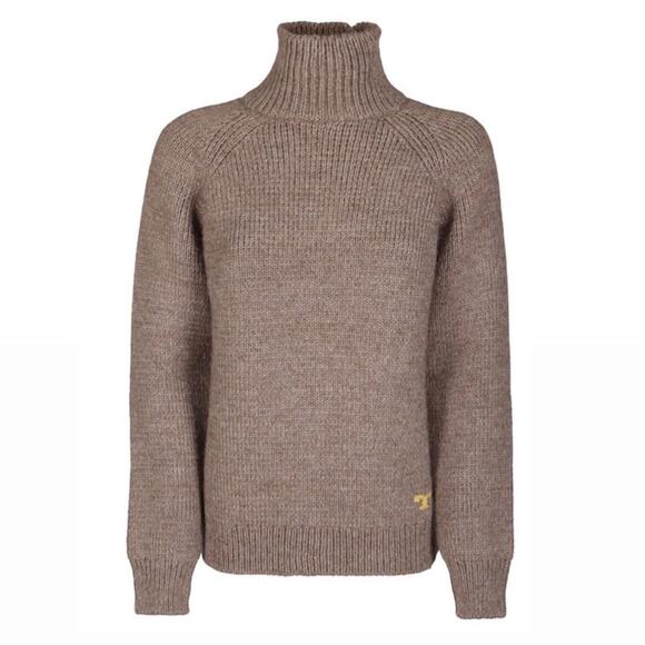 Tory Burch Melange Knit Turtleneck Sweater Mocha Brown Size Small $599 - Picture 1 of 8